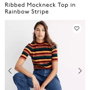 Ribbed Mockneck Top in Rainbow Stripe
